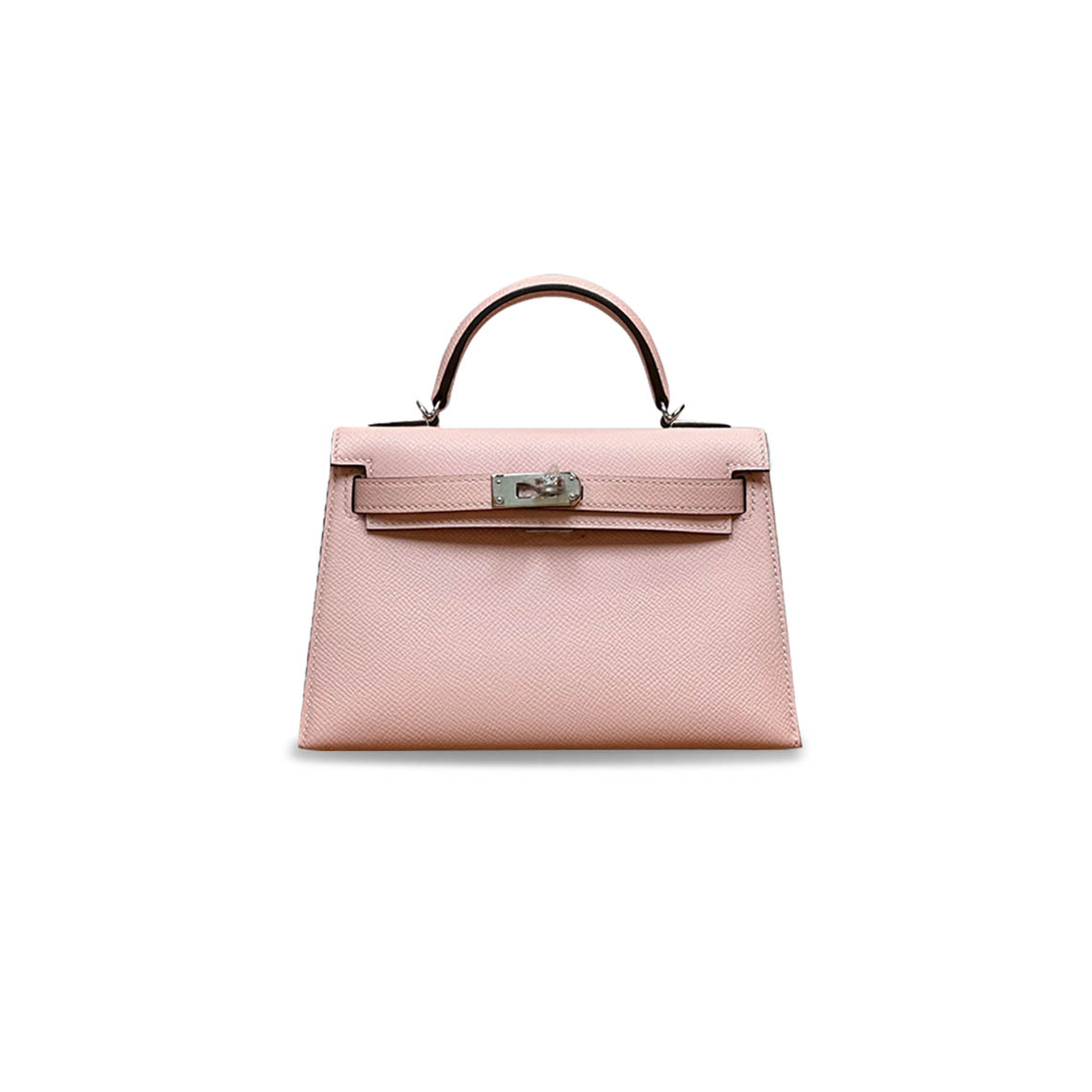 HERMÈS MASTER MINI KELLY II EPSOM 3Q CHERRY BLOSSOM PINK SILVER BUCKLE (19*12*5.5cm) 